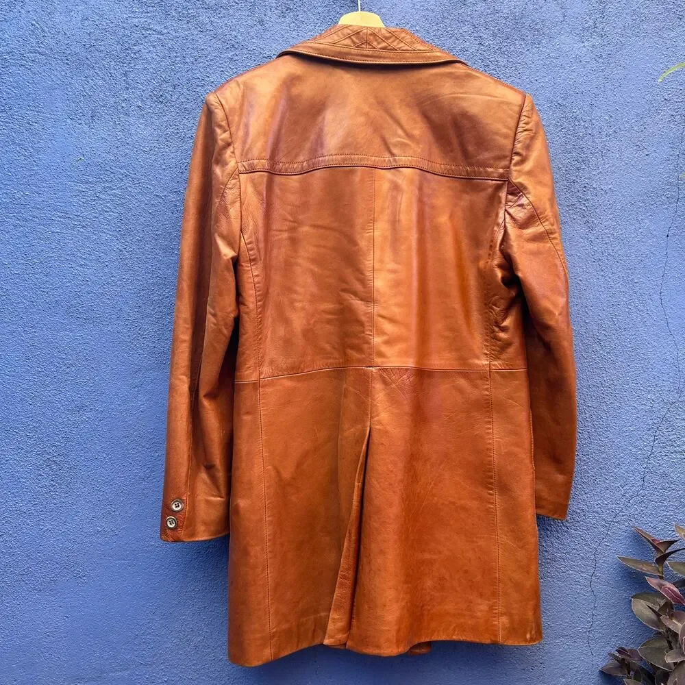 vintage 70s cortefiel brown leather jacket